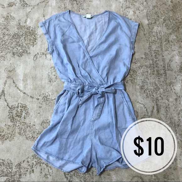 H&M Pants - H&M Chambray Tie Waist Romper